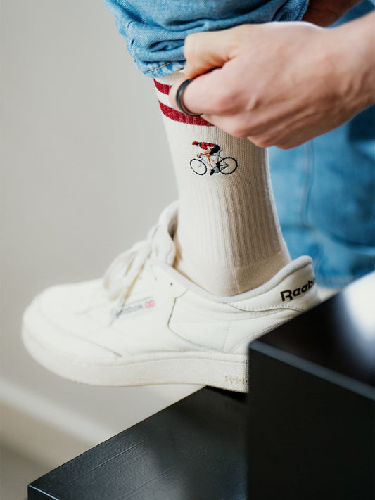 Le Patron Crew Cyclist Socks - Spanish Red