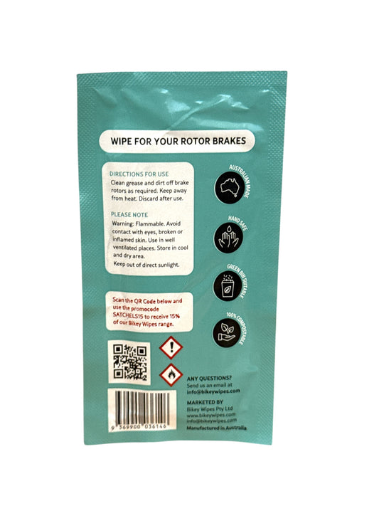 Bikey Wipes Emergency Rotor Wipe - Single Use