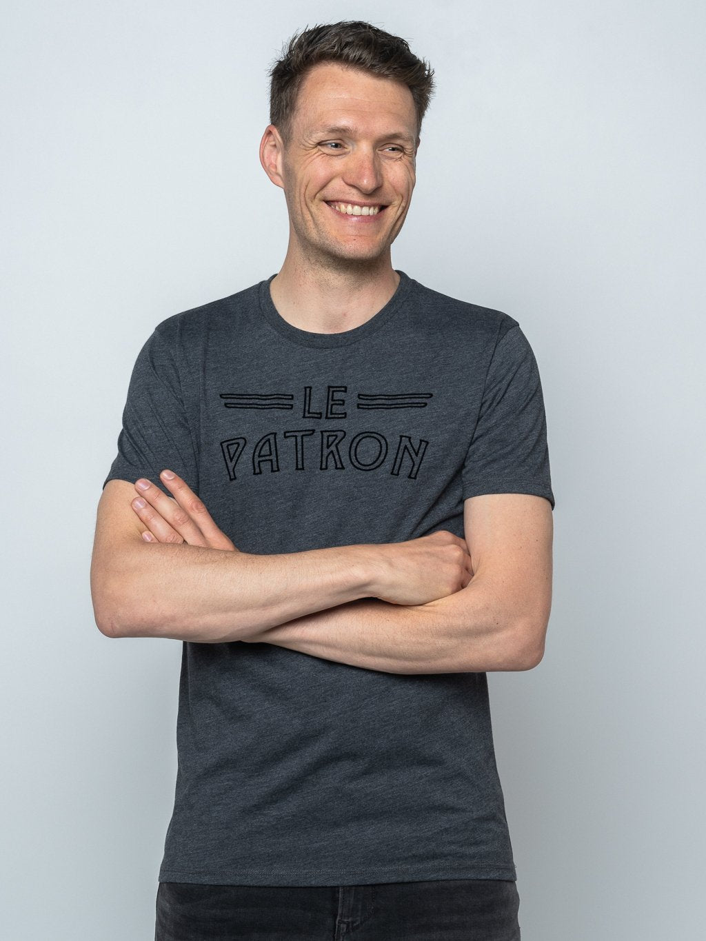 Le Patron Basic Tee - Antraciet